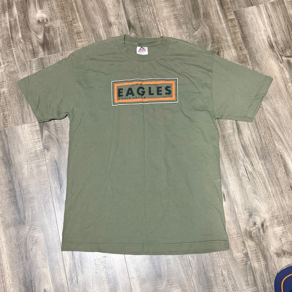 Eagles 30th Anniversary World Tour 2001 Vintage T-Shirt Mens Large Olive Green